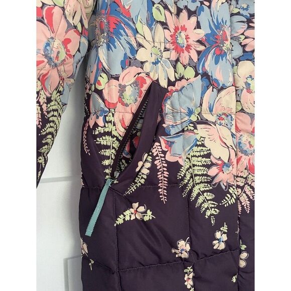 NEW Sundance Easy Wind Long Puffer Coat Plum Floral Size XS - Picture 5 of 10